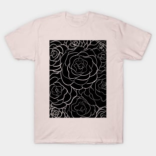 Rose Pattern Black Transparent T-Shirt